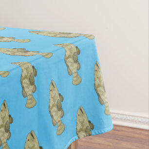 Grouper fish cartoon illustration tablecloth