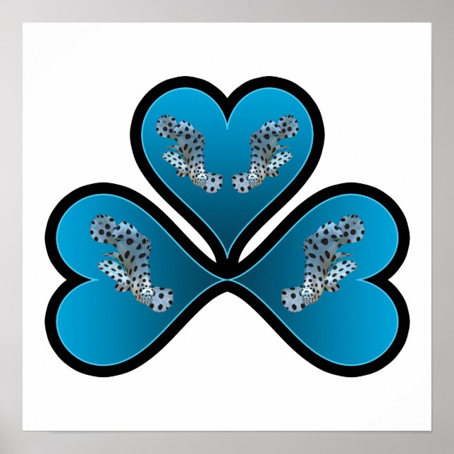 Grouper Twins - 3 Black-bordered Blue Hearts |  Poster (Front)