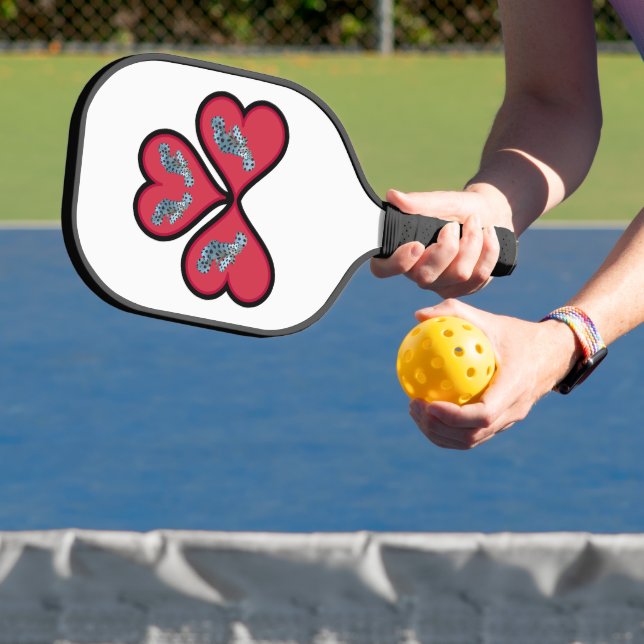 Grouper Twins - 3 Black-bordered Red Hearts |  Pickleball Paddle (Insitu)