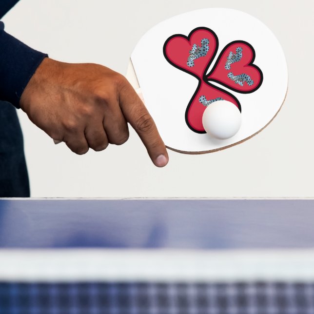 Grouper Twins - 3 Black-bordered Red Hearts |  Ping Pong Paddle (Insitu)
