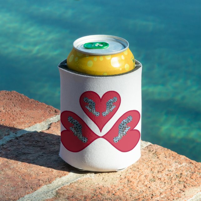 Grouper Twins - Three Red Heart Illustration |  Can Cooler (In Situ Pool)