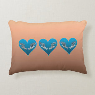 Grouperfish - Blue Hearts, arranged horizontally Decorative Cushion