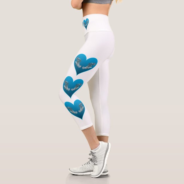 Grouperfish - Blue Hearts, arranged vertically |  Capri Leggings (Left)