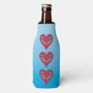 Grouperfish - Red Hearts, arranged vertically Bottle Cooler