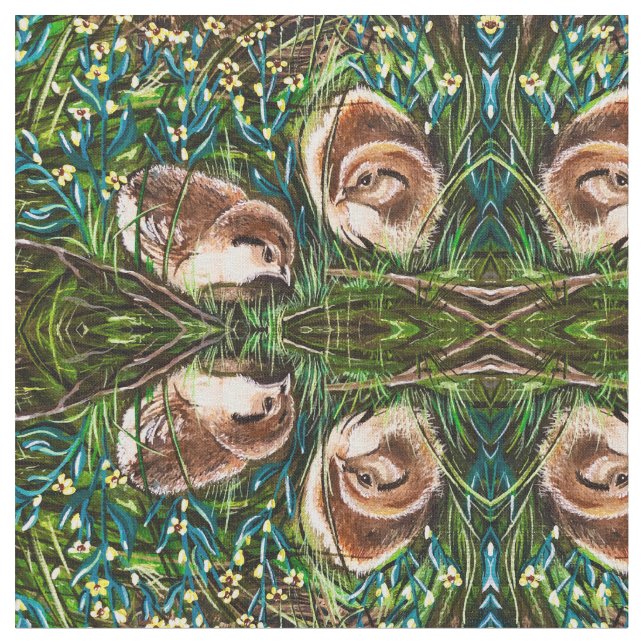 Grouse Babies Fabric (Close Up)