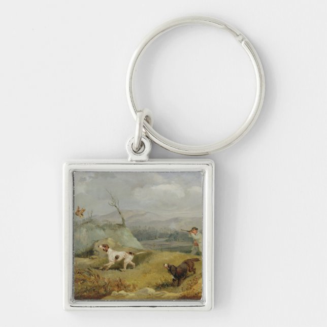 Grouse Shooting (oil on canvas) Key Ring (Front)