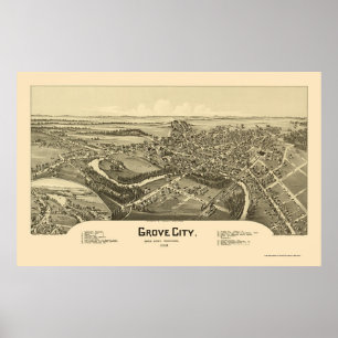 Grove City, PA Panoramic Map - 1901 Poster