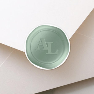Grove Green Seal Monogram Wedding Stickers