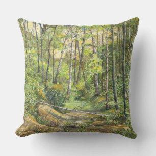 grove painting watercolor on silk cushion