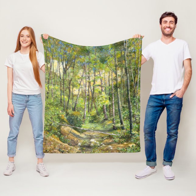 grove painting  watercolor on silk fleece blanket (In Situ)