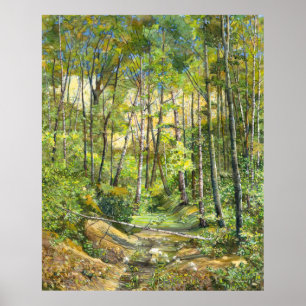grove painting  watercolor on silk poster