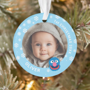 Grover Baby First Christmas Custom Photo Design Ornament