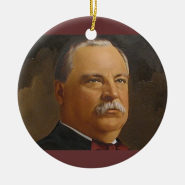 Grover Cleveland  22 &24th President Ceramic Tree Decoration (Front)