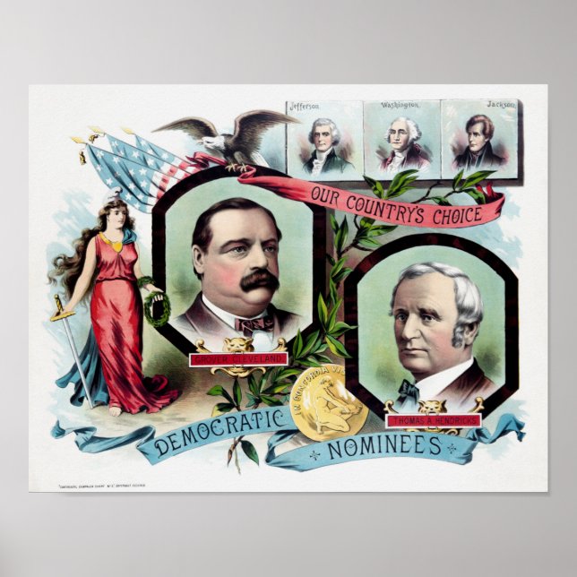 Grover Cleveland and Thomas Hendricks Election Pri Poster (Front)