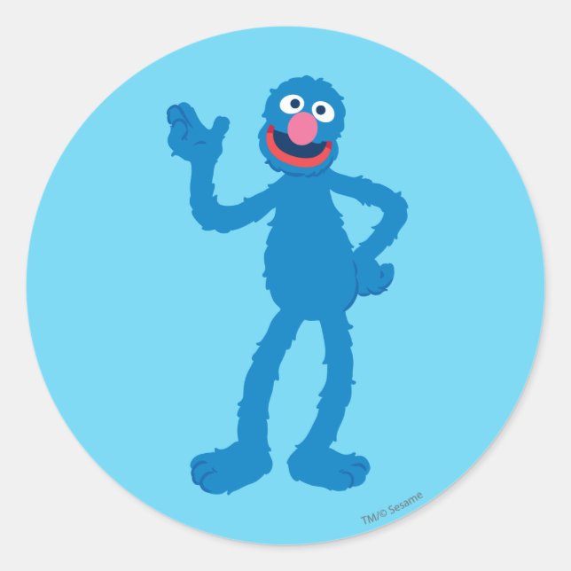 Grover Standing Classic Round Sticker (Front)