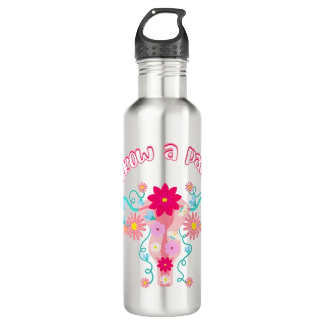 Grow A Pair - Feminist Empowered Women's Rights 710 Ml Water Bottle (Front)