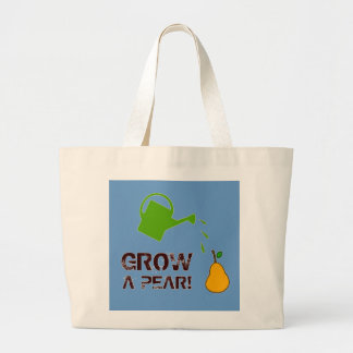 Grow a Pear! funny rebus humour (-more colours) Large Tote Bag