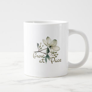 Grow at Pace Elegant Watercolor Botanical Flower Large Coffee Mug