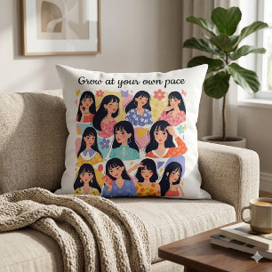 Grow At Your Own Pace Floral Women Portrait Sweats Cushion