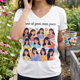 Grow At Your Own Pace Floral Women Portrait Sweats T-Shirt