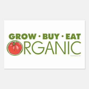 Grow, Buy, Eat Organic Rectangular Sticker