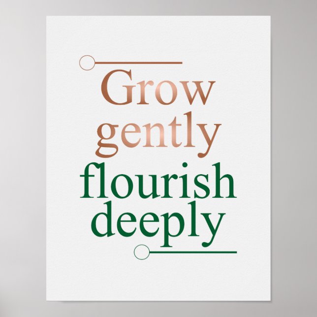 Grow Gently Flourish Deeply – Minimalist Wall Art (Front)
