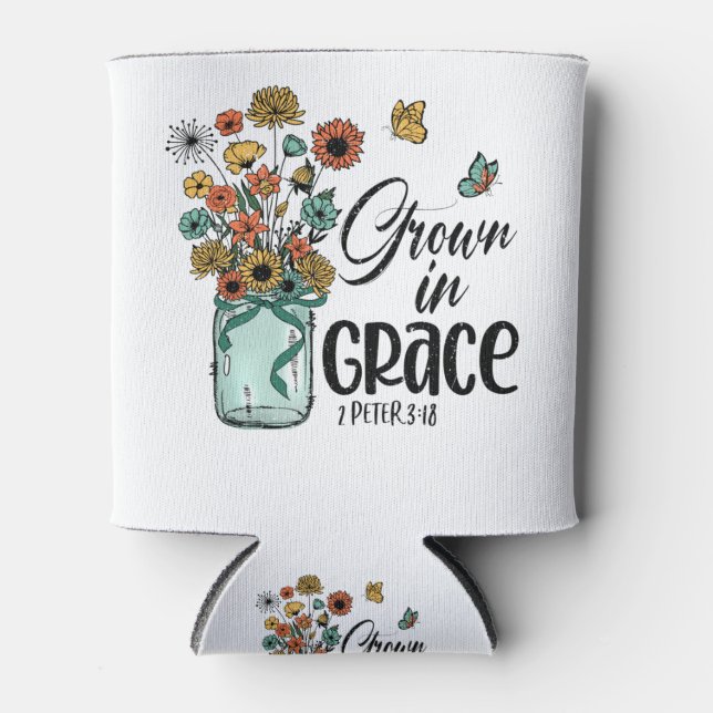 Grow In Grace Bible Religion Faith Can Cooler (Front)