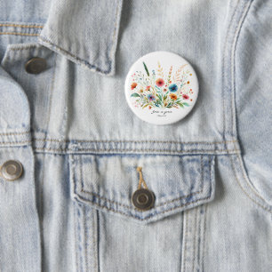 Grow in Grace floral 6 Cm Round Badge