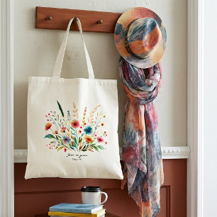 Grow in Grace floral personalised Tote Bag