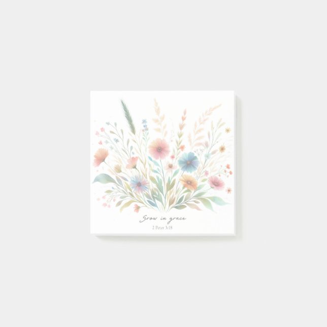 Grow in Grace floral Post-it Notes (Front)