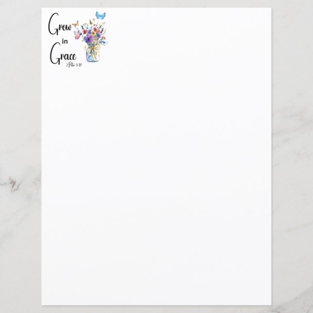 Grow in Grace Floral Stationery (Front)