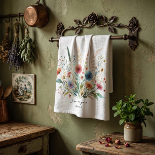 Grow in Grace floral Tea Towel