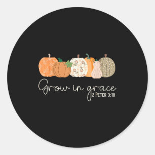 Grow In Grace Pumpkins Fall Thanksgiving Christian Classic Round Sticker