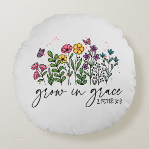 Grow in Grace Round Cushion