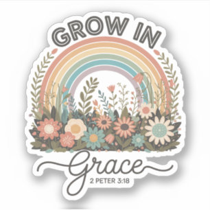 Grow in Grace Vintage Retro Rainbow Christian