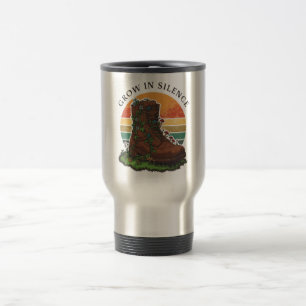 Grow In Silence Vintage Retro Nature Water Bottle Travel Mug