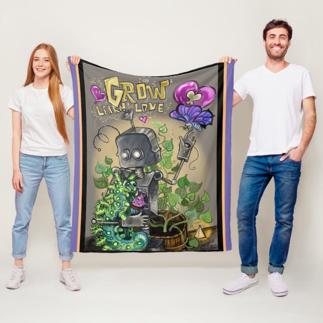 Grow Learn Love Smooshie and Bloop Fleece Blanket (In Situ)