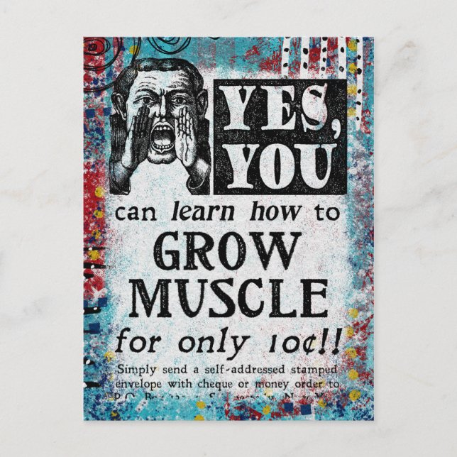 Grow Muscle - Funny Vintage Ad Postcard (Front)