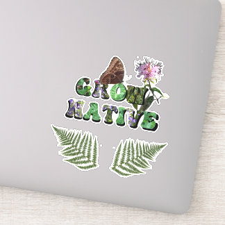 "Grow Native!" with fern leaves