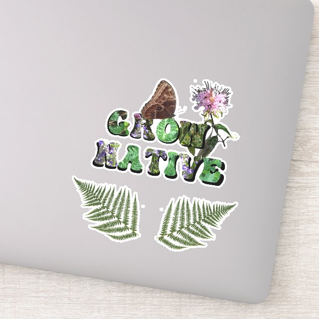 "Grow Native!" with fern leaves (Detail)