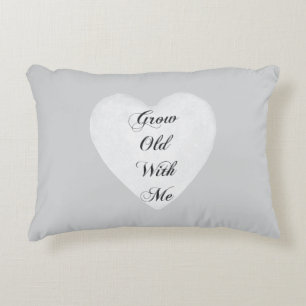 Grow Old With Me Love Grey White Hearts  Decorative Cushion