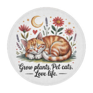 Grow Plants Pet Cats Love Life Cute Gardening Cutting Board