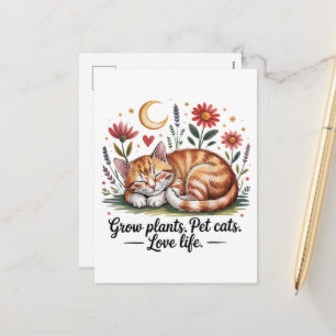 Grow Plants Pet Cats Love Life Cute Gardening Holiday Postcard