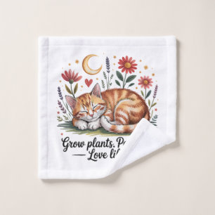 Grow Plants Pet Cats Love Life Cute Gardening Wash Cloth