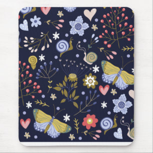 Grow Positive Flowers And Butterfly Colourful Mouse Pad