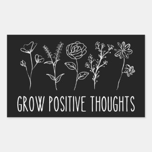 Grow Positive Thoughts Aesthetic Rectangular Stick Rectangular Sticker