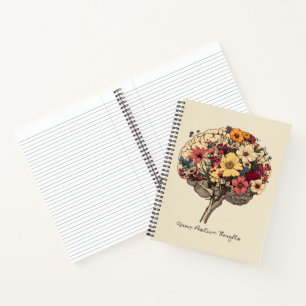 Grow Positive Thoughts Brain Floral Style T-Shirt Notebook