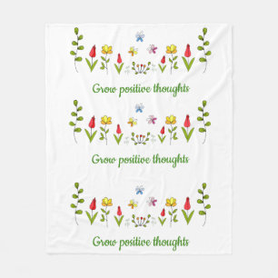 Grow positive thoughts flowers fleece blanket