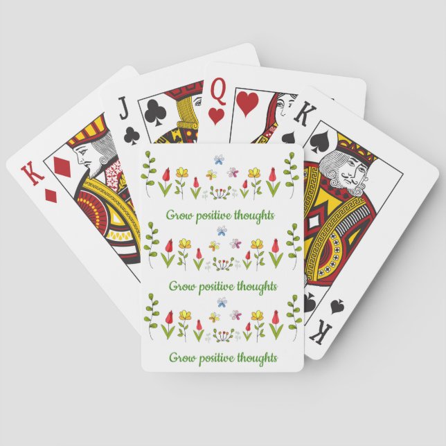Grow positive thoughts flowers   playing cards (Back)