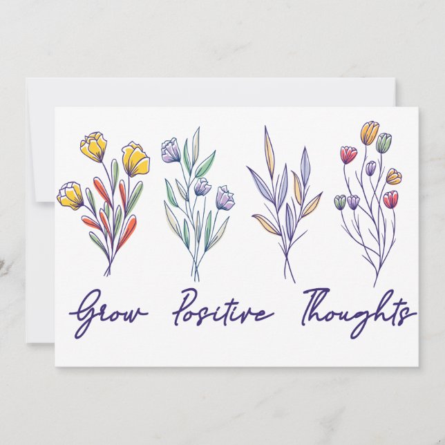 Grow Positive Thoughts Wildflower Floral Plant  Holiday Card (Front)